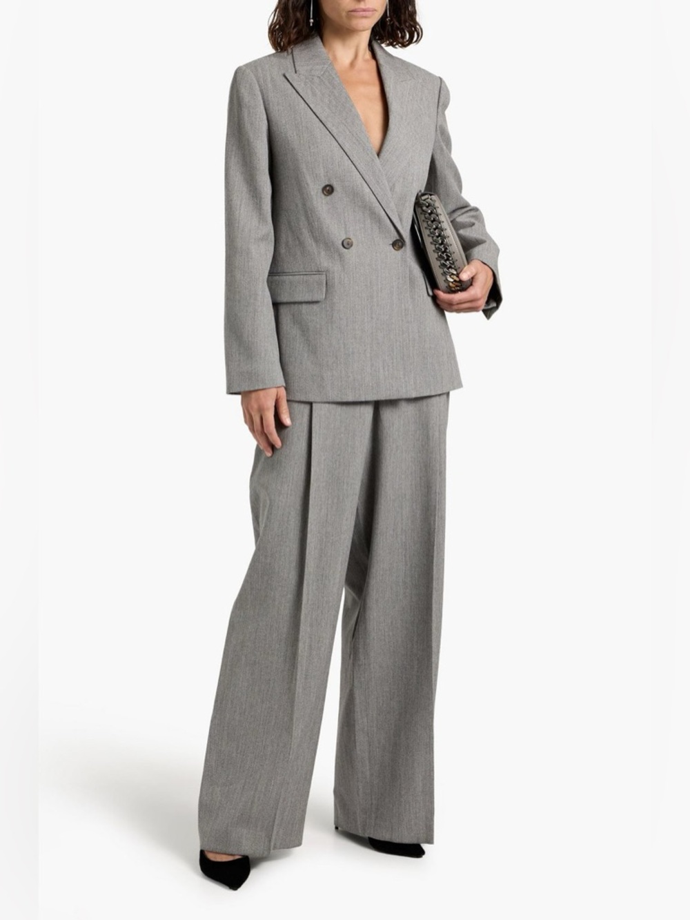 NWT Vince Gray Wool-Blend Double-Breasted Blazer Size 8 Tailored